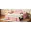 Lit de jour simple rose rembourré en velours doux, avec couchette escamotable, et charge de type C, et poches latérales pour les livres