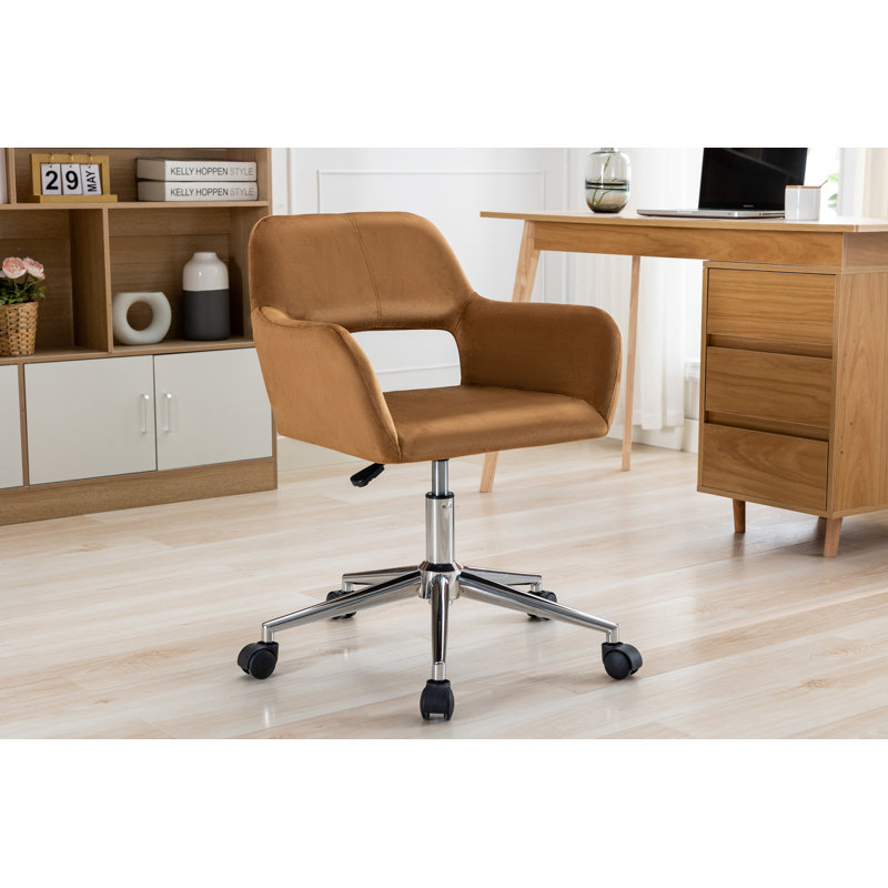 Chaise de bureau en velours Kai, Champagne