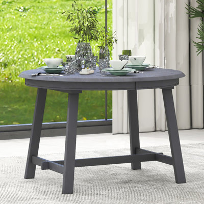 Table de salle à manger ronde extensible en bois Trexm (gris)