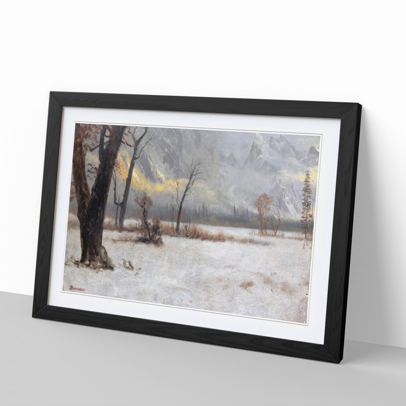 Winter Landscape by Albert Bierstadt - Picture Frame Painting, 36cm H x 48cm W x 2cm D, Black Framed