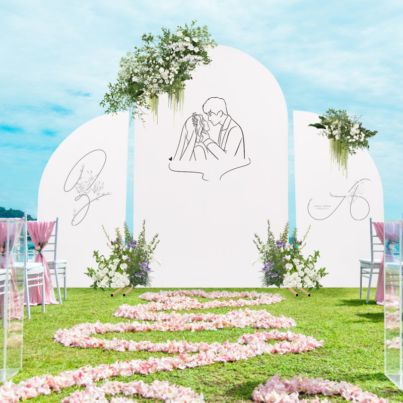 Wedding Background Decoration Stands with Cover, White/Gold