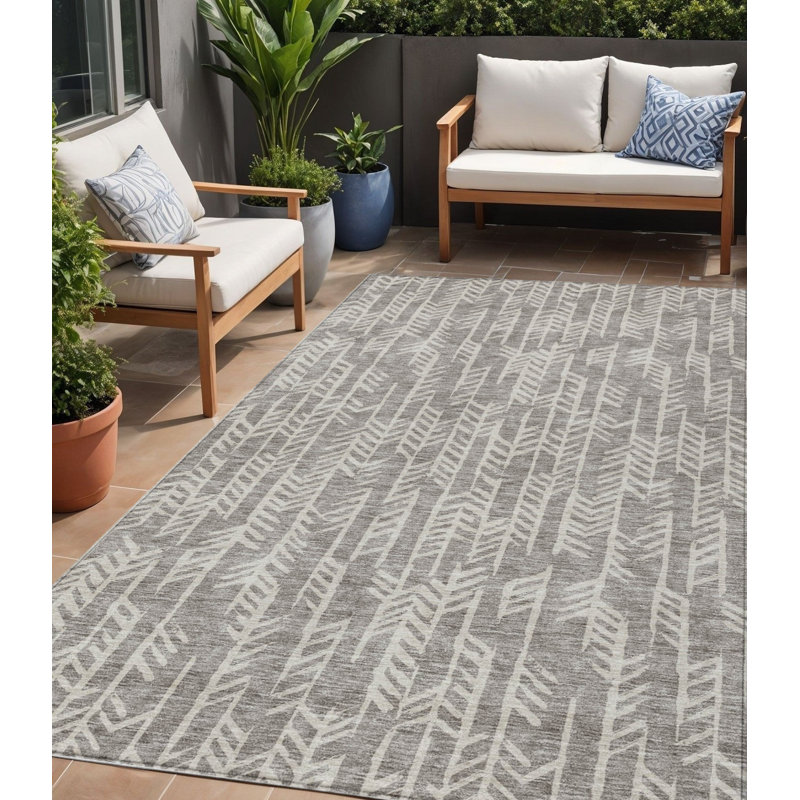 Tapis d'intérieur tribal lavable taupe et beige 5 pi x 8 pi