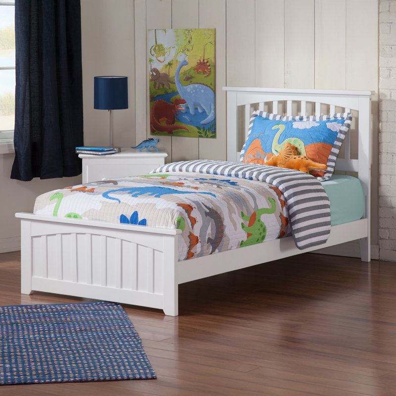 Brunelle Solid Wood Foundation Bed with Matching Footboard, Twin, White