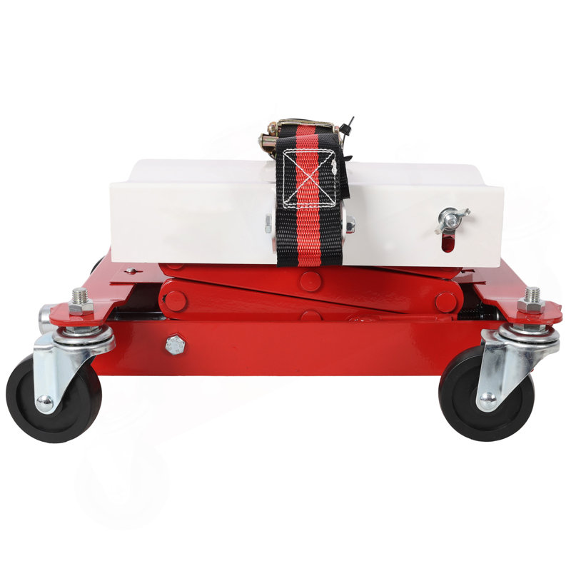 Cric de transmission à capacité de levage de 450 lb, avec sangle de sécurité en nylon, utilisé pour les transmissions et les réservoirs d'essence sur les petits véhicules, couleur rouge