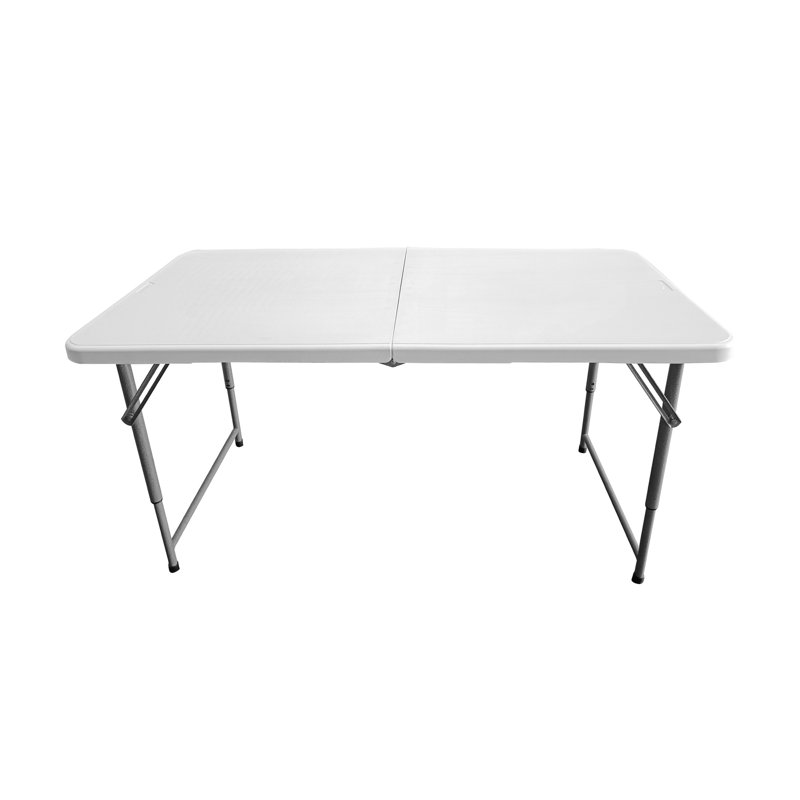 Table pliante à hauteur réglable en granit blanc Techni Home 4 pi avec poignée facile à transporter