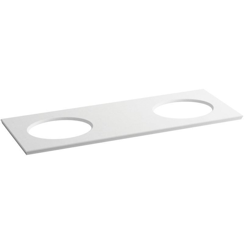 Plateau de meuble-lavabo double 61 "SolidExpressions®, Expressions blanches