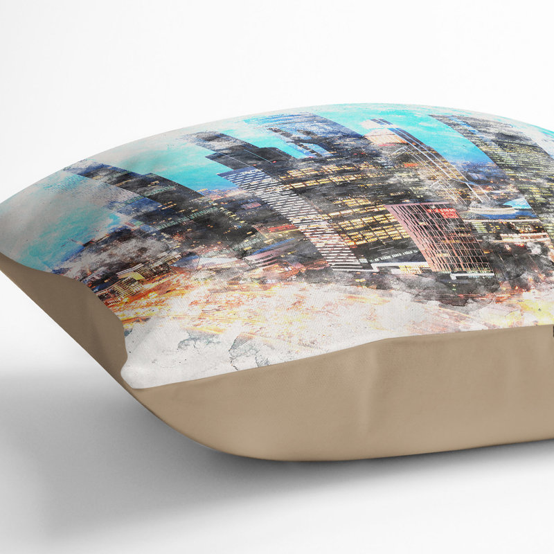Abstract Square Cushion, 40cm H x 40cm W x 15cm D, Stone