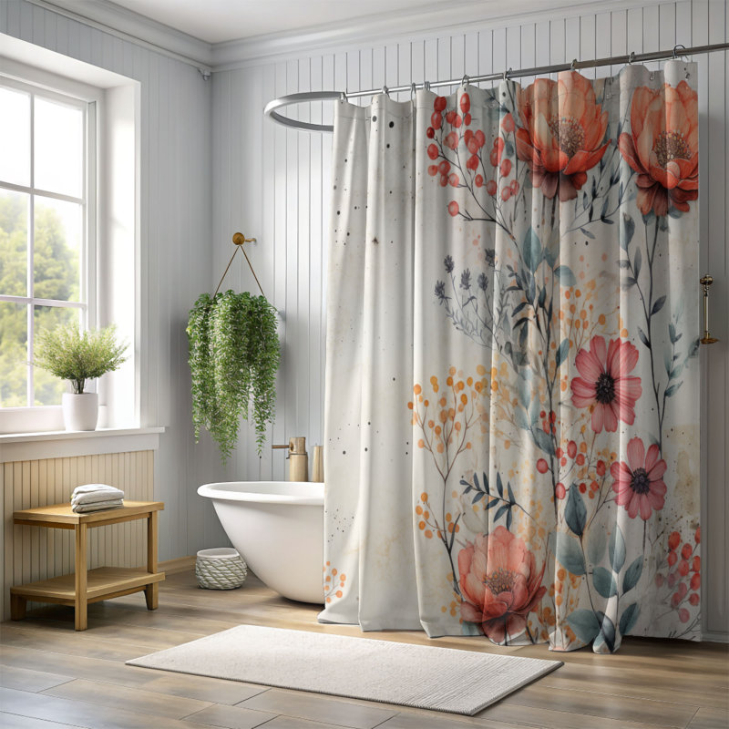 Rideau de douche Urban Florals - Premium, H 74 po x l 71 po