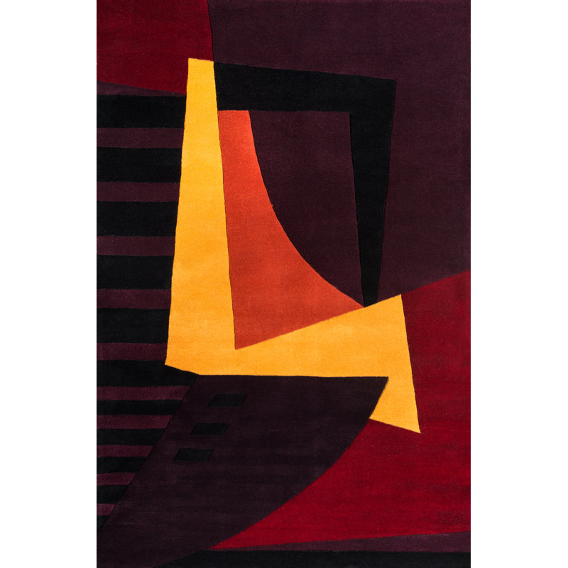 Tapis prune en laine touffeté à la main Ayano, Rectangle 2 pi x 3 pi