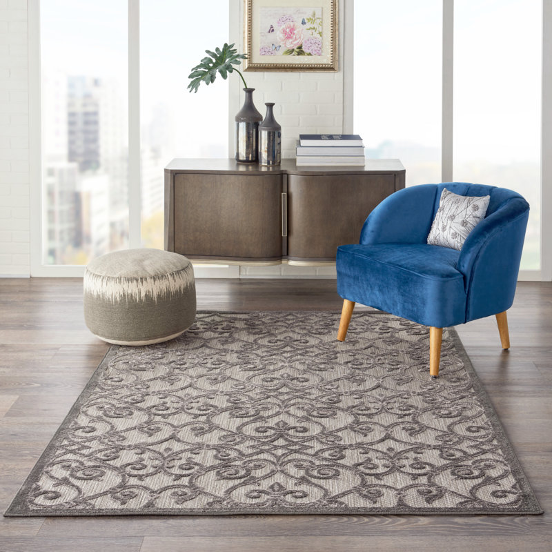 Steinsel Gray Indoor/Outdoor Area Rug, Rectangle 7'10" x 10'6"