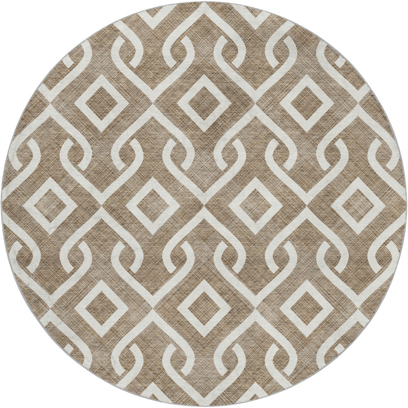 Tapis à poil long de qualité supérieure lavable à la machine ADS621, Brown, 8' Round