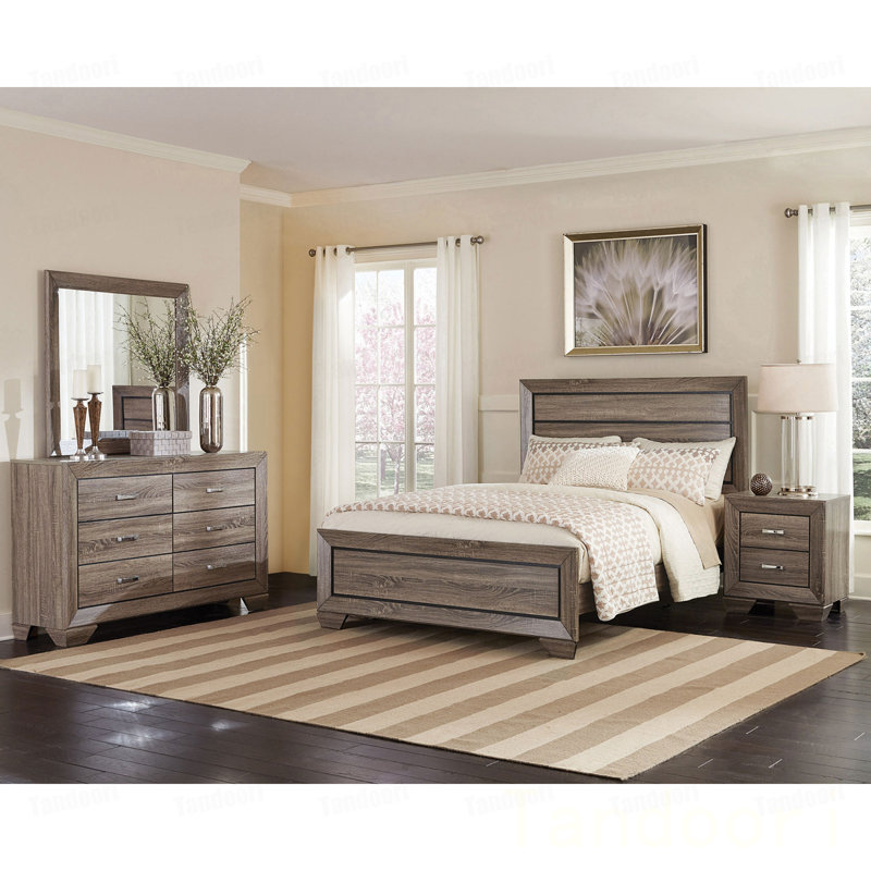 Washed Taupe Queen Panel Bed