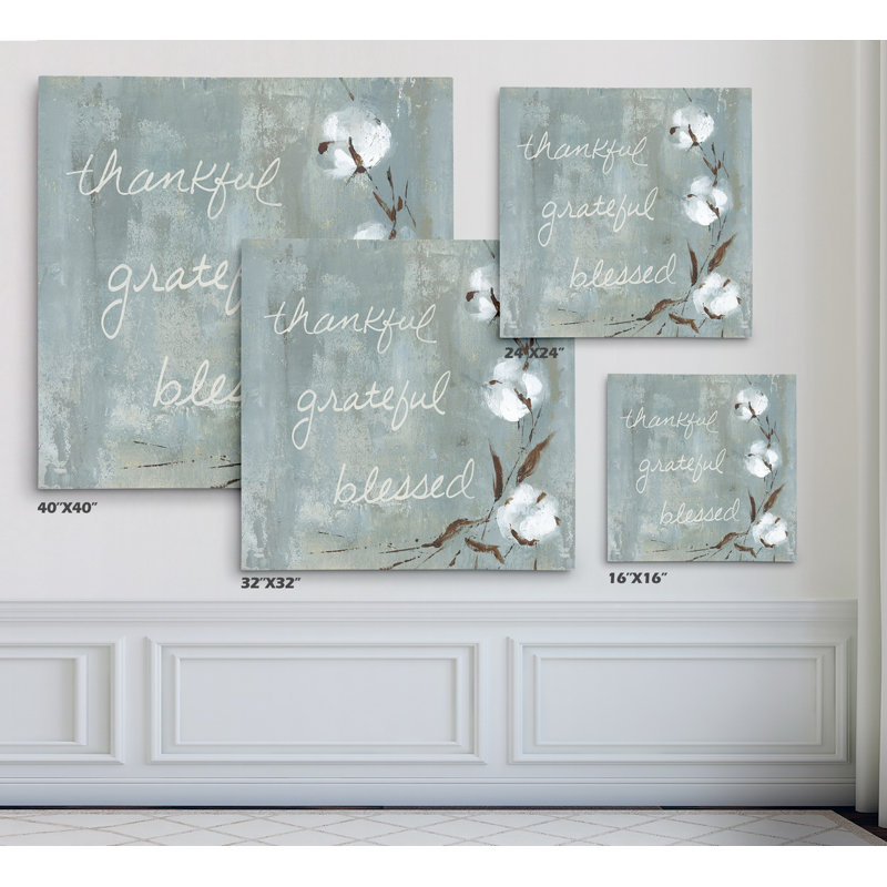 " Cotton Thankful ", Wrapped Canvas, 24" H x 24" W x 1.5" D