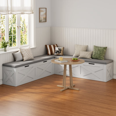 62.2'' L-Shaped Kitchen Breakfast Nook Bench seating with Cushions and Hidden Storage