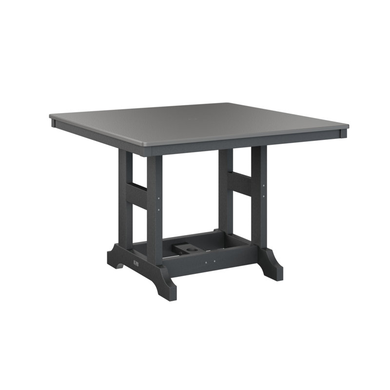 Table de bar carrée 44 po Berlin Gardens Garden Classic, H 39,5 po x l 44 po x P 44 po, Acier inoxydable martelé, Noir