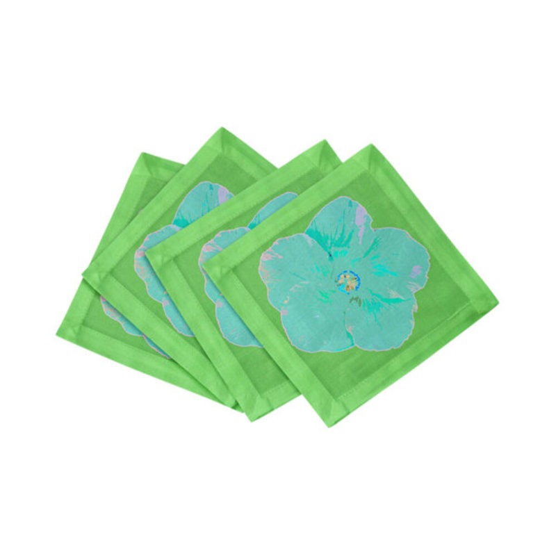 Hibiscus Cotton Sateen Cocktail Napkins, Colony