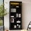 5 bibliothèques en bois avec bandes à DEL, 83,4 po de hauteur, tablettes réglables pour / livres / films, rangement noir