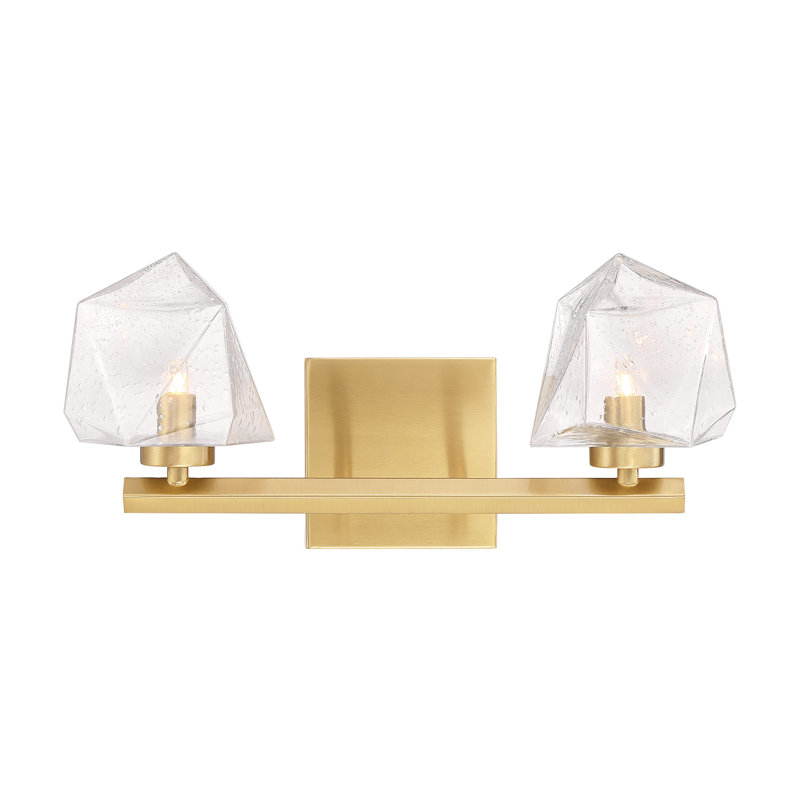 Summit 2-Light Bathroom Vanity Light in Warm Brass, 2 Lights, Brass, 15" Width