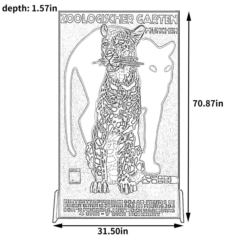 Écran en bois Leopard Art, H 70,87 po x l 31,5 po x P 1,57 po