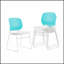 Ensemble de 4 chaises empilables modernes en blanc et bleu, siège en polypropylène durable et dossier en fibre de verre, conception ergonomique pour le confort-681705586