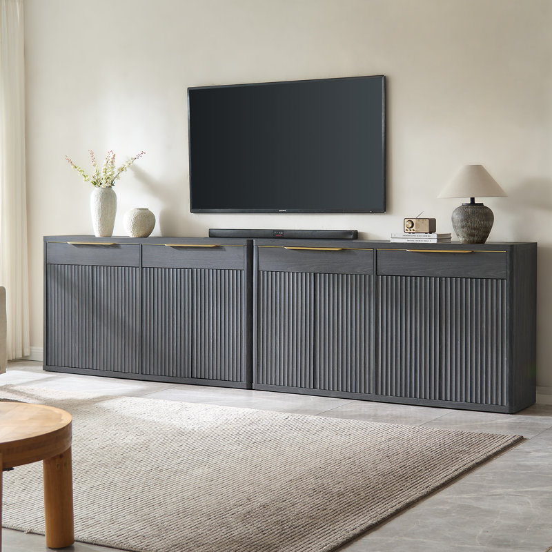 Cesiro 66.34'' Sideboard With 4 Doors And 2 Drawers, Dark Gray Alder