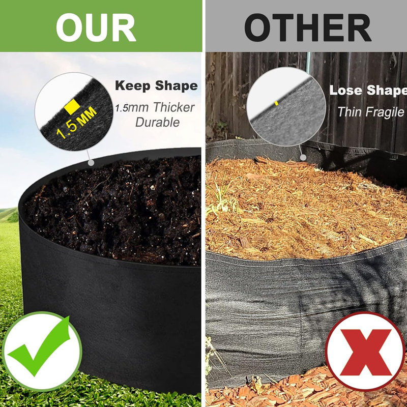 40 Gallon Large Fabric Grow Bags, 31 Inch Wide Heavy Duty Raised Garden Bed with Handles, Breathable Plant Container for Vegetables, Fruits, Flowers - Outdoor & Indoor Gardening Planter Pots,3PCS