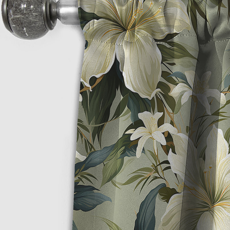 Neutre motif tropical zen - Rideau floral - Rideau occultant floral - 1 panneau, L 52 po x L 63 po