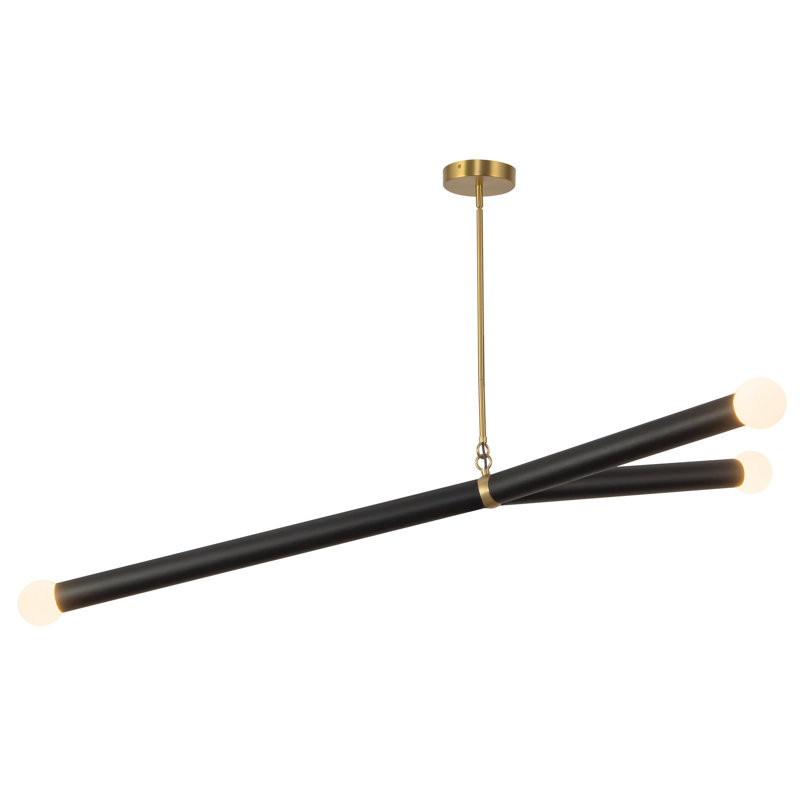Calla 3 - Light LED Chandelier, Brushed Gold/Black Vegan Leather