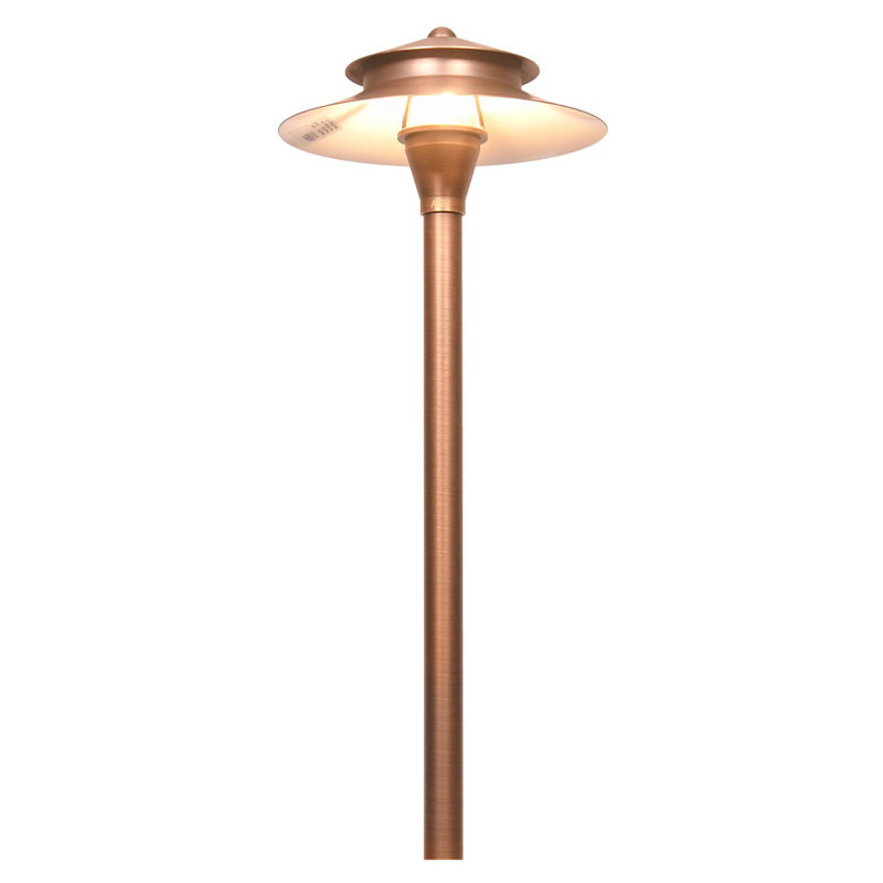 Low Voltage Brass LED Pathway Light with Warm White Bulb