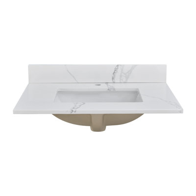 Plateau de meuble-lavabo simple 30 po en quartz avec lavabo - pour remplacement de meuble-lavabo, sans armoire
