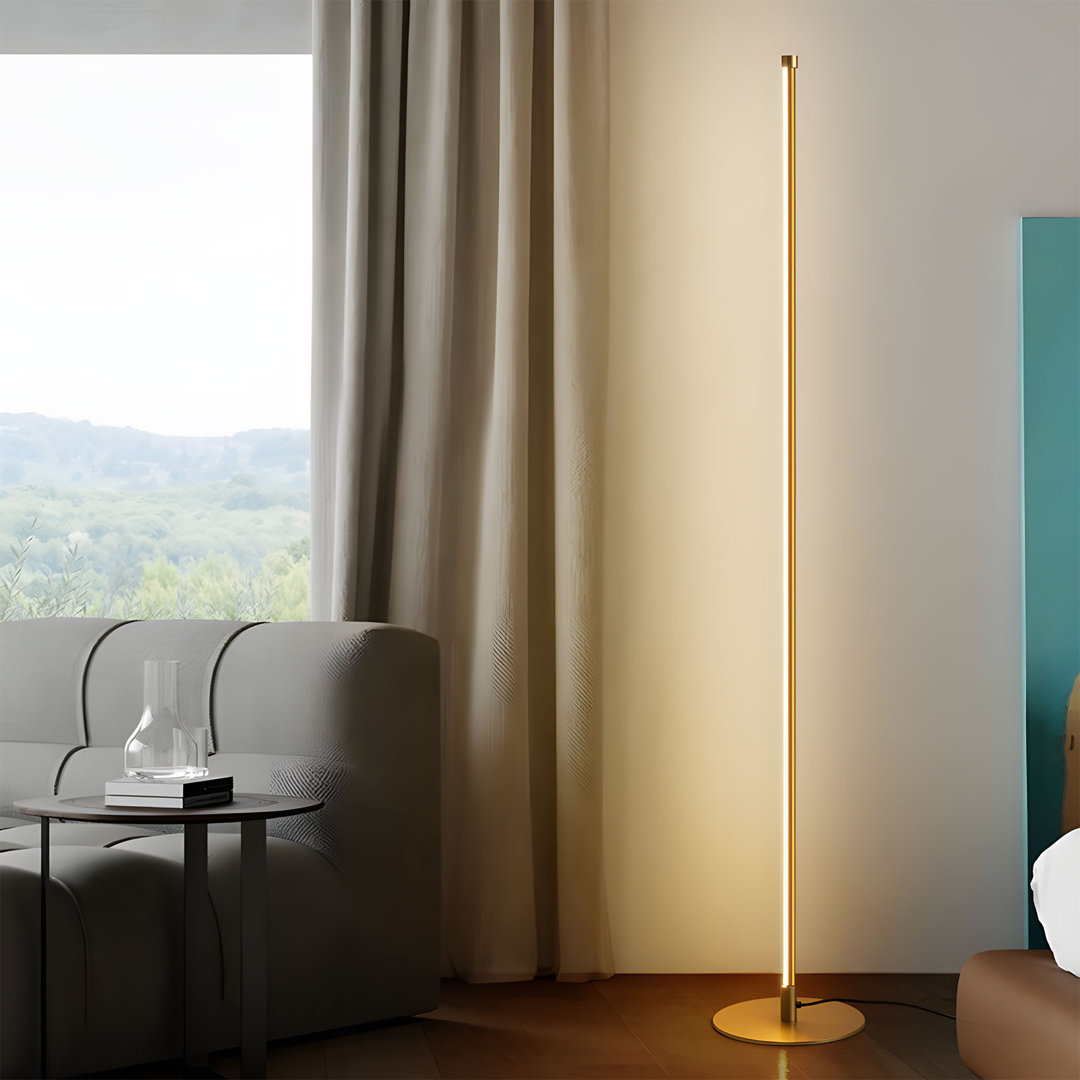 146cm Polished LED Torchiere Floor Lamp with USB and Outlet