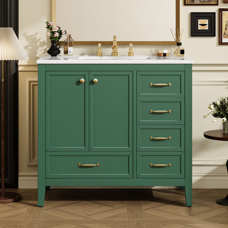 Meuble-lavabo simple 34,93 po, Vert