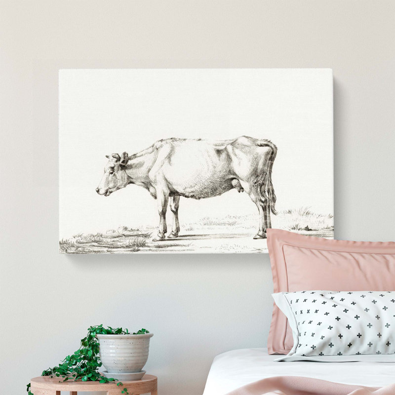 The Portrait of a Cow by Jean Bernard - Wrapped Canvas Drawing - Wrapped Canvas, 40cm H x 60cm W x 3cm D