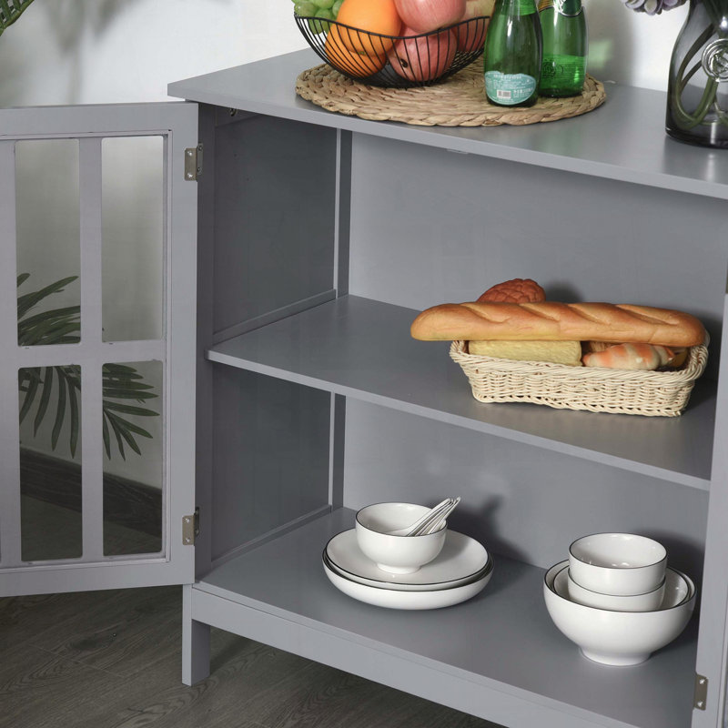 kleankin Sideboard Buffet with Transparent Acrylic-Paneled Doors
