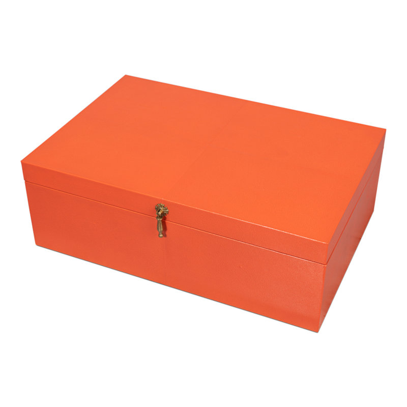 Shagreen 3 Piece Leather Accent Set, Orange