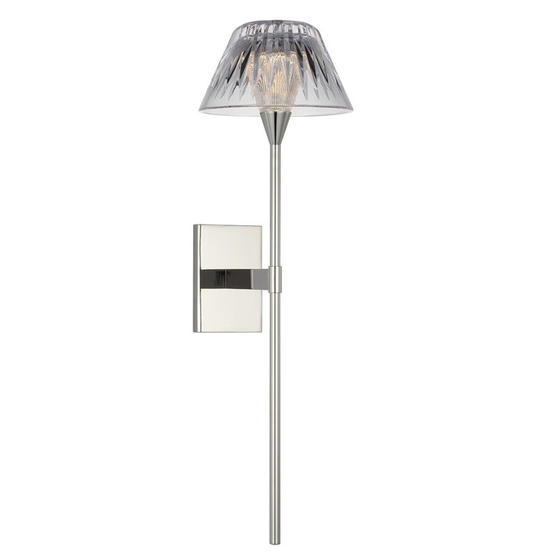 Waterford Blaze Sconce with Clear Crystal, Polished Nickel, 19" H x 5.75" W x 7.75" D