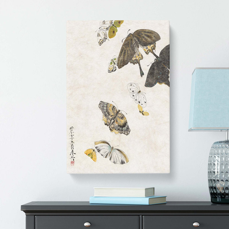 Butterflies by Shibata Zeshin - Wrapped Canvas, 50cm H x 35cm W x 3cm D