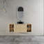 Meuble-lavabo mural 54 po avec lavabo d'art en céramique et 2 tablettes de rangement, 2 portes à fermeture douce, emballage KD, contreplaqué