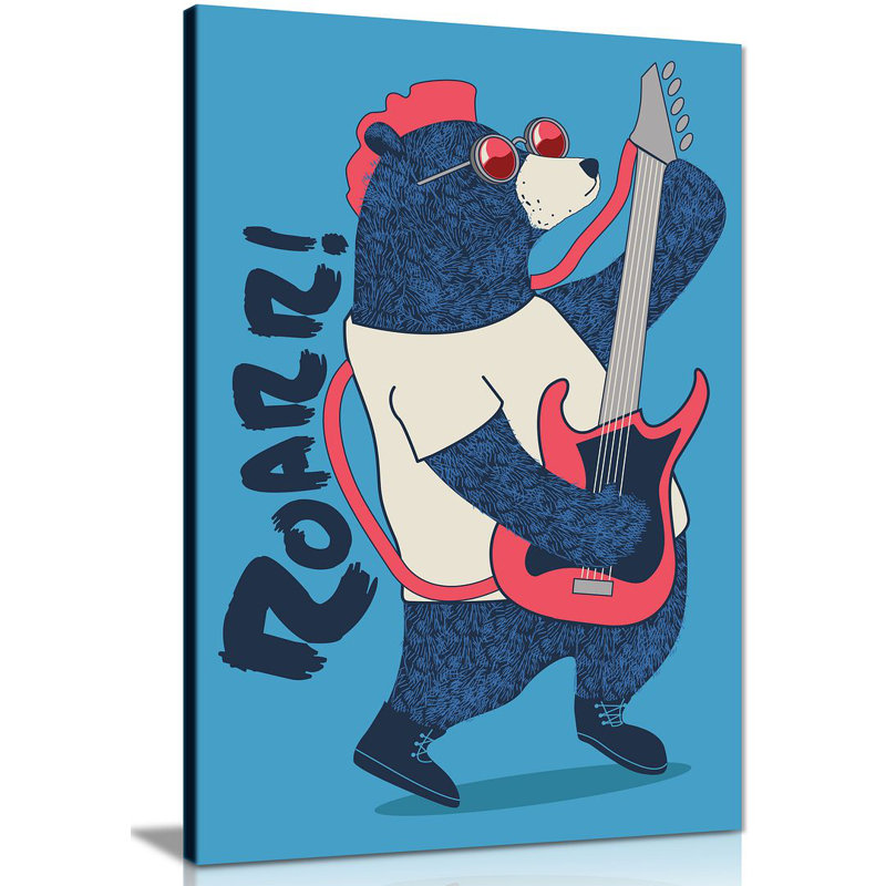 Bear Guitar - Wrapped Canvas Print, 31cm H x 20cm W
