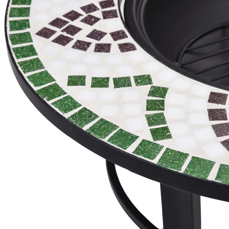 Eastchester Mosaic Fire Pit 68cm Ceramic, Green/White