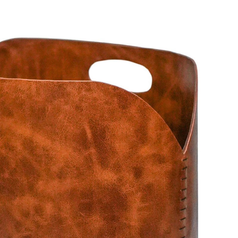 Tan Faux Leather Log Bucket H30cm W40cm