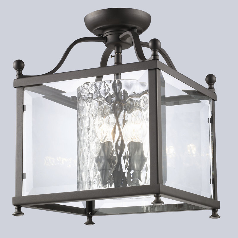 Plafonnier semi-encastré carré à 3 lumières Culpepper, H 14 po x l 11 po / Bronze