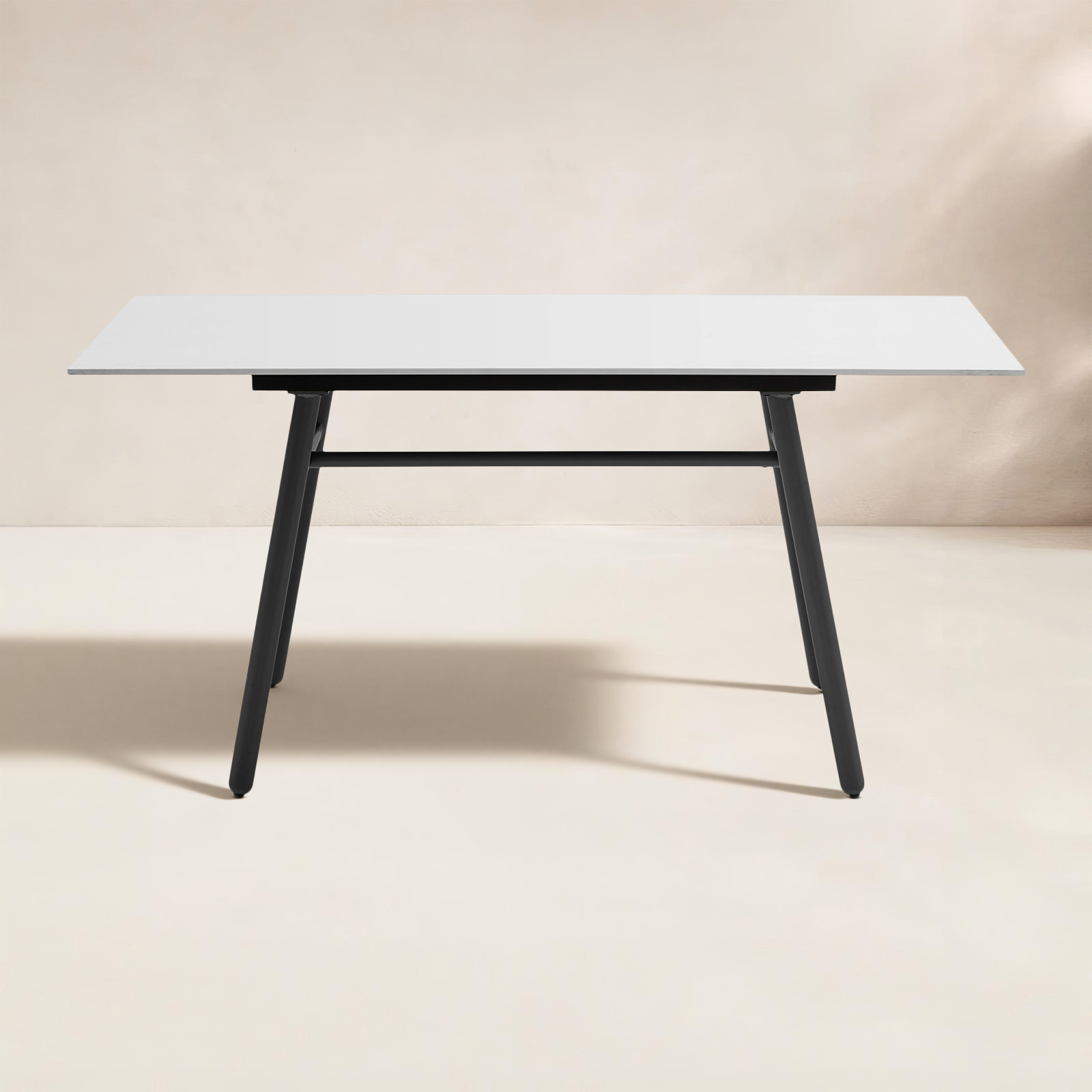 Yo! 63" Patio Dining Table, Slate White, Matt Black