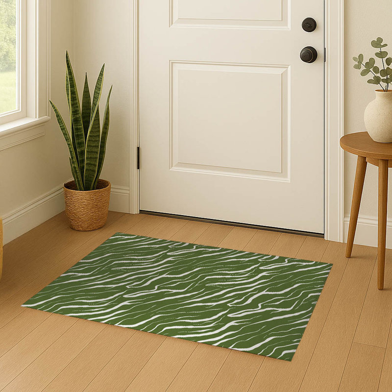 Paillasson Lush Cracks, L 36 po x L 24 po, Vert olive