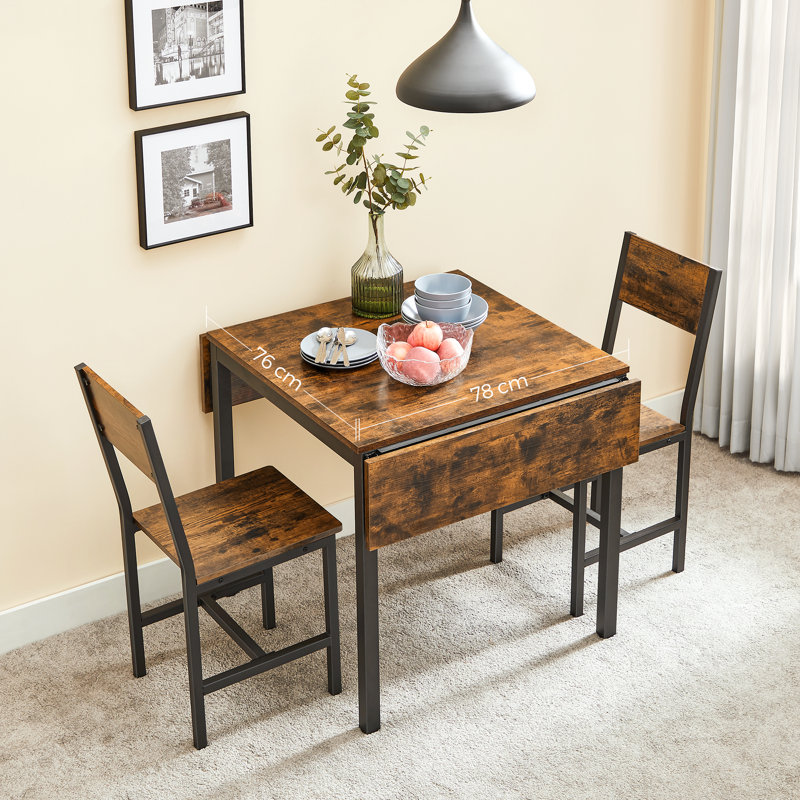 Brimmer Metal Base Dining Table, Rustic Brown, Black