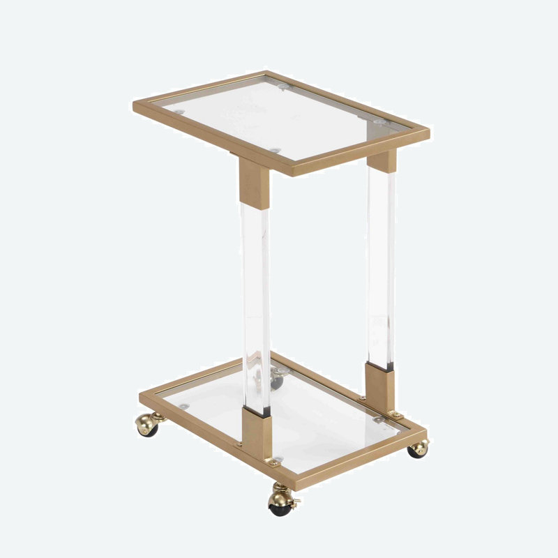 Hanselman Glass Top End Table, Gold, 25.35" H x 17.72" W x 11.81" D