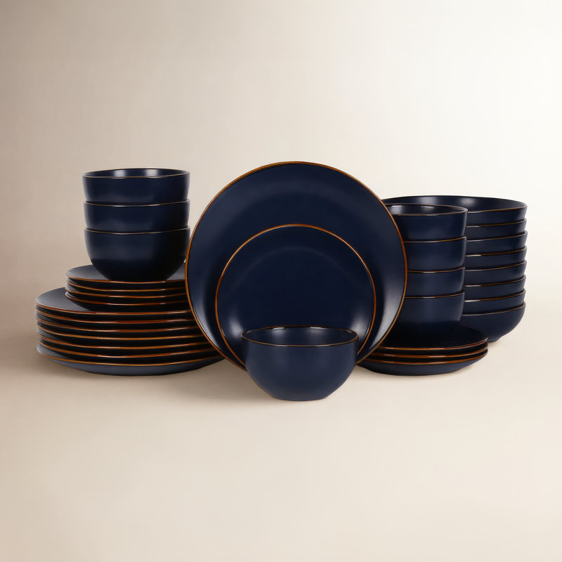 Brasa Dinnerware Set Stoneware, Blue, 16