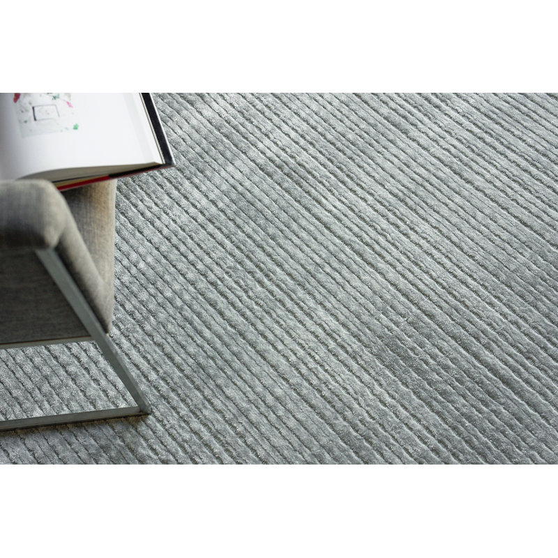 Cabrini Striped Area Rug in Light Silver, Rectangle 10' x 14'