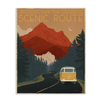 «Take the Scenic Route», art mural rétro sur toile par Janelle Penner