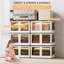 Bacs de rangement pliables à 3 niveaux, bacs de rangement empilables en plastique avec couvercles et roulettes, armoire de rangement en plastique pour faciliter le rangement et l'organisation, grande boîte de rangement pliable pour la maison et le burea-130886008-130886009